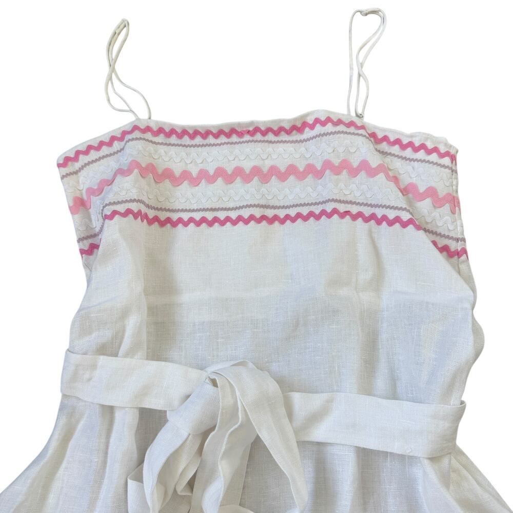 Lisa Marie Fernandez Ric Rac Linen Dress White Pink - Picture 4 of 8